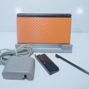 Nintendo DS Lite Carbon Fiber Orange and Black Handheld System with Charger
